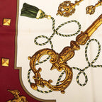 Hermes Carre 90 les Cles the Keys Rare Key Pattern Scarf Large Wine — view 4