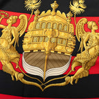 Hermes Carre 90 Chateaux D'arriere Scarf Red Black Silk — view 2