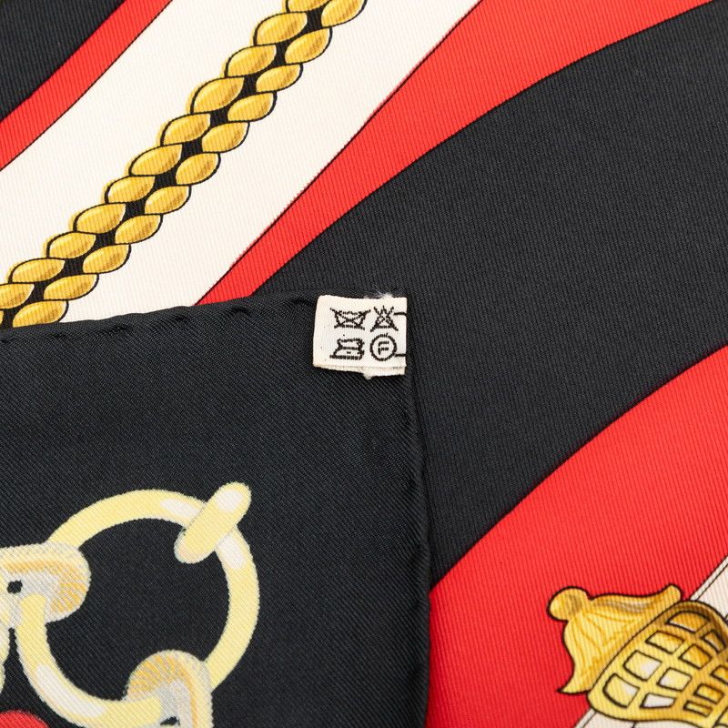 Hermes Carre 90 Chateaux D'arriere Scarf Red Black Silk — view 9