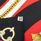 Hermes Carre 90 Chateaux D'arriere Scarf Red Black Silk — view 9
