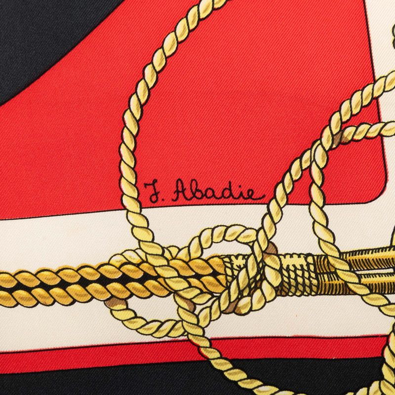 Hermes Carre 90 Chateaux D'arriere Scarf Red Black Silk — view 5