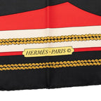 Hermes Carre 90 Chateaux D'arriere Scarf Red Black Silk — view 4