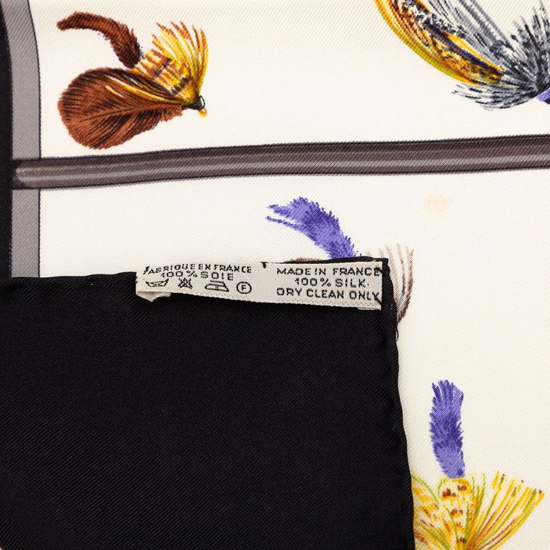 Hermes Carre 90 Flies Fly Scarf Large Black Multicolor Silk — view 7