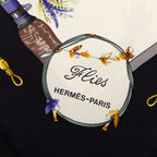Hermes Carre 90 Flies Fly Scarf Large Black Multicolor Silk — view 2