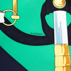 Hermes Carre 90 Apron D'or Yellow Gold Spurs Scarf Green Navy Silk — view 4