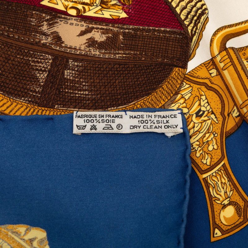 Hermes Carre 90 Grand Uniforme Uniform Scarf Large Blue Multicolor Silk — view 8