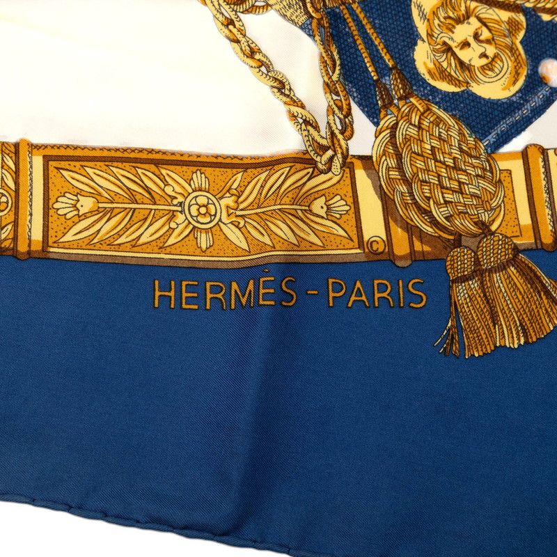 Hermes Carre 90 Grand Uniforme Uniform Scarf Large Blue Multicolor Silk — view 5