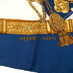 Hermes Carre 90 Grand Uniforme Uniform Scarf Large Blue Multicolor Silk — view 5