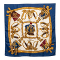 Hermes Carre 90 Grand Uniforme Uniform Scarf Large Blue Multicolor Silk