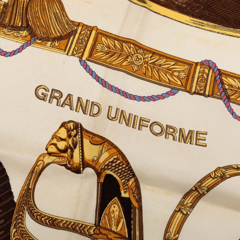 Hermes Carre 90 Grand Uniforme Uniform Scarf Large Blue Multicolor Silk — view 2