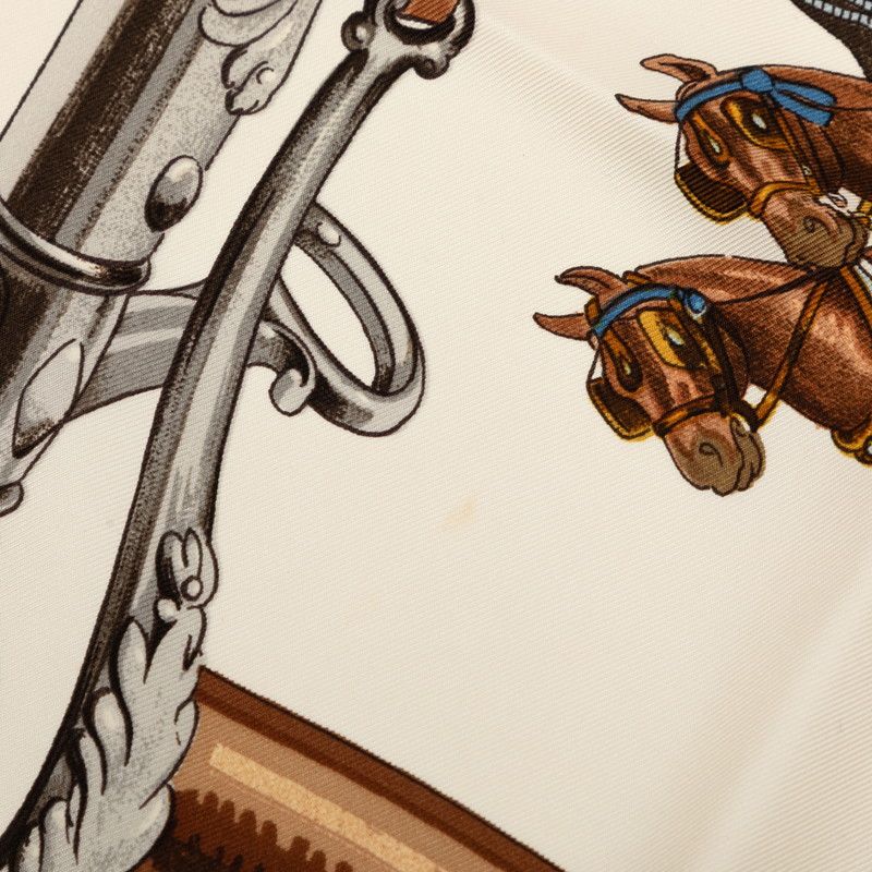 Hermes Carre 90 Equipages Carriage Scarf Large Beige Multicolor Silk — view 4