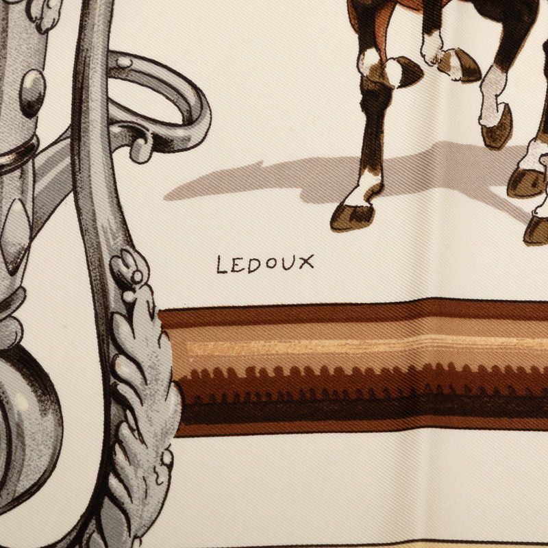 Hermes Carre 90 Equipages Carriage Scarf Large Beige Multicolor Silk — view 5