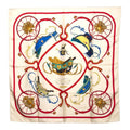 Hermes Carre 90 Spring Scarf Large White Multicolor Silk