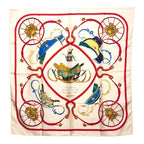 Hermes Carre 90 Spring Scarf Large White Multicolor Silk