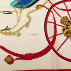 Hermes Carre 90 Spring Scarf Large White Multicolor Silk — view 5
