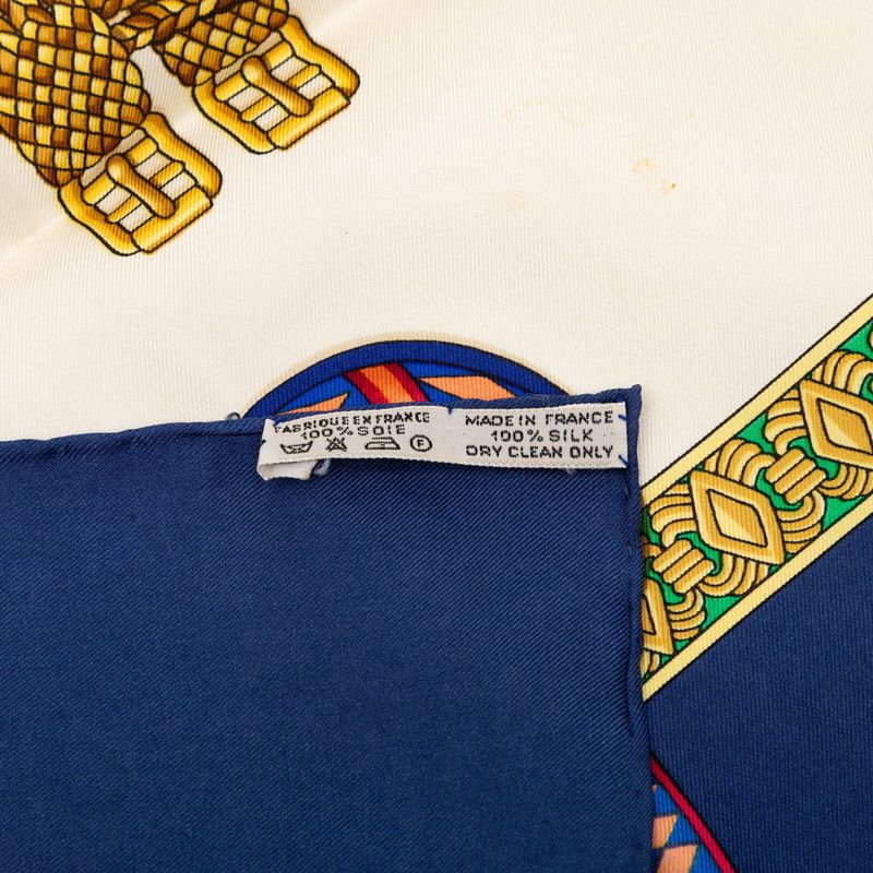 Hermes Carre 90 les Rubans du Cheval Horse Ribbon Decoration Scarf Large Navy — view 9