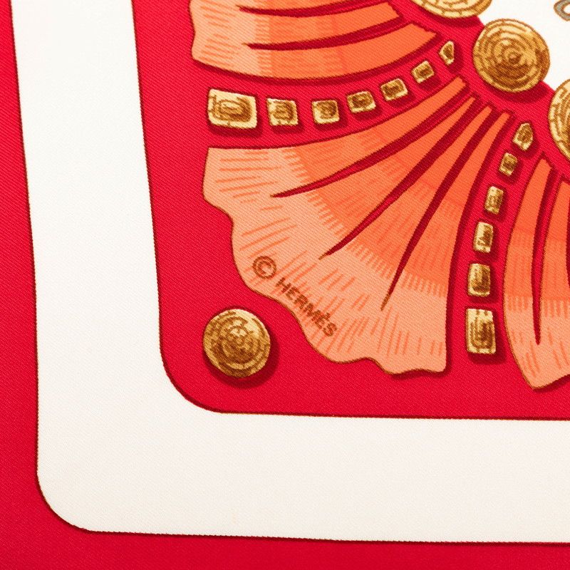Hermes Carre 90 Cheval Turc Turkish Horse Scarf Red White Silk — view 6