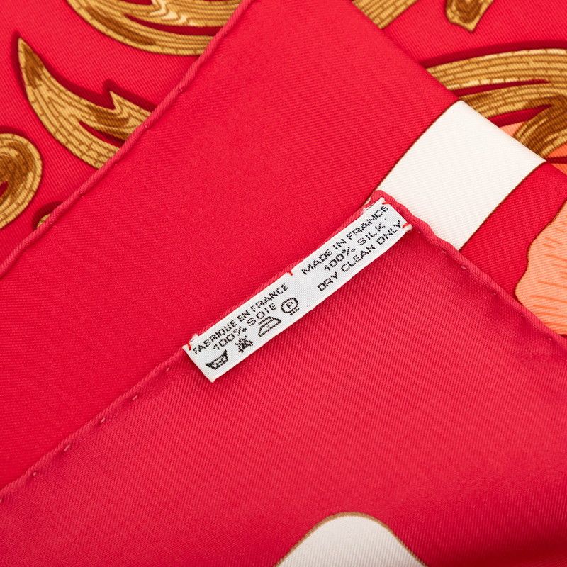 Hermes Carre 90 Cheval Turc Turkish Horse Scarf Red White Silk — view 7