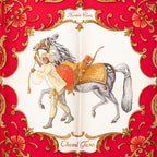 Hermes Carre 90 Cheval Turc Turkish Horse Scarf Red White Silk — view 2