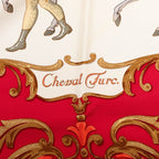 Hermes Carre 90 Cheval Turc Turkish Horse Scarf Red White Silk — view 4