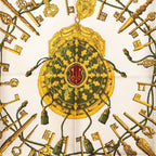 Hermes Carre 90 les Cles the Keys Rare Key Scarf Ivory Wine Red Silk — view 2