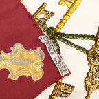Hermes Carre 90 les Cles the Keys Rare Key Scarf Ivory Wine Red Silk — view 7