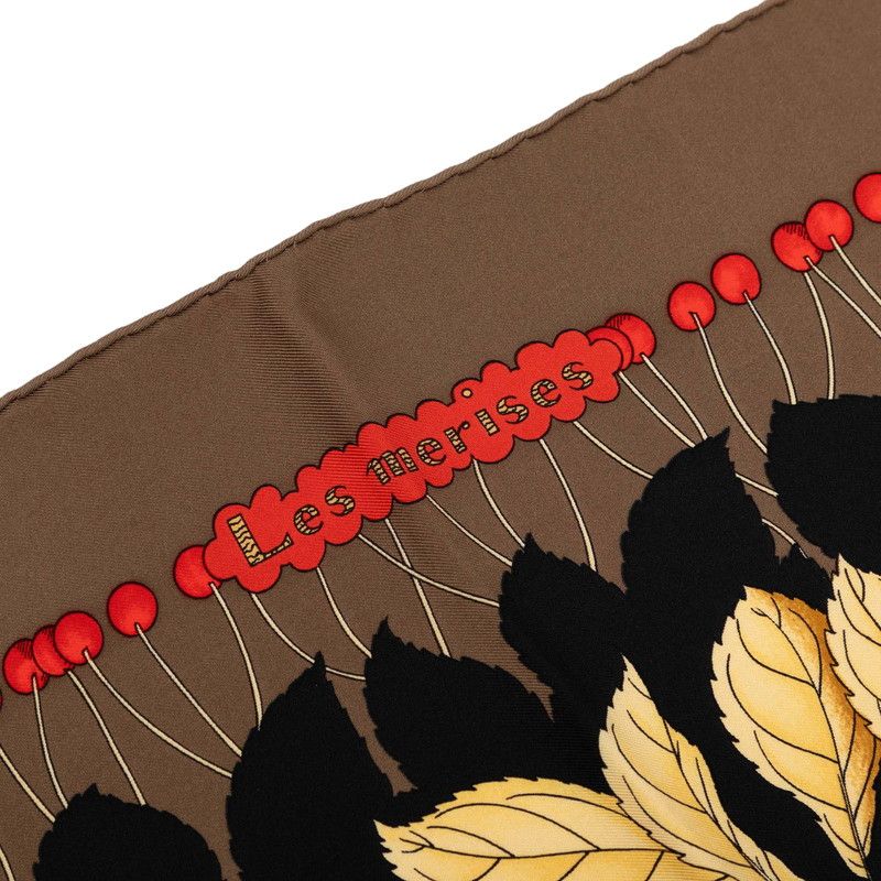 Hermes Carre 90 les Merises Cherry Scarf Large Black Multicolor Silk — view 2
