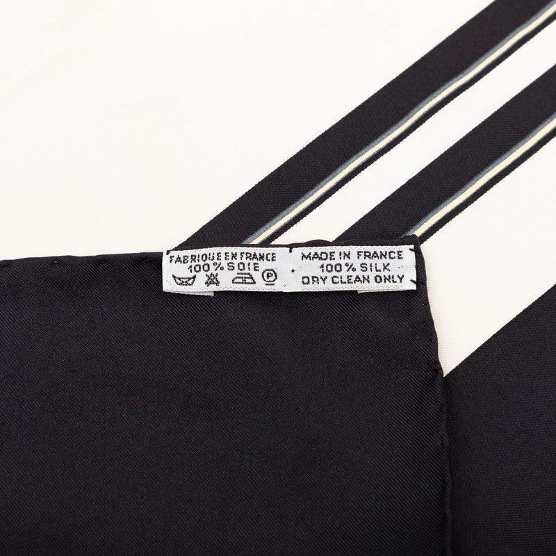 Hermes Carre 90 Ceremonial Bridle Brides de Gala Scarf Black White Silk — view 5