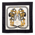 Hermes Carre 90 Ceremonial Bridle Brides de Gala Scarf Black White Silk