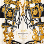 Hermes Carre 90 Ceremonial Bridle Brides de Gala Scarf Black White Silk — view 2