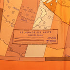 Hermes Carre 90 le Monde Est Vaste World Map Scarf Orange Silk — view 3