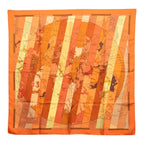 Hermes Carre 90 le Monde Est Vaste World Map Scarf Orange Silk