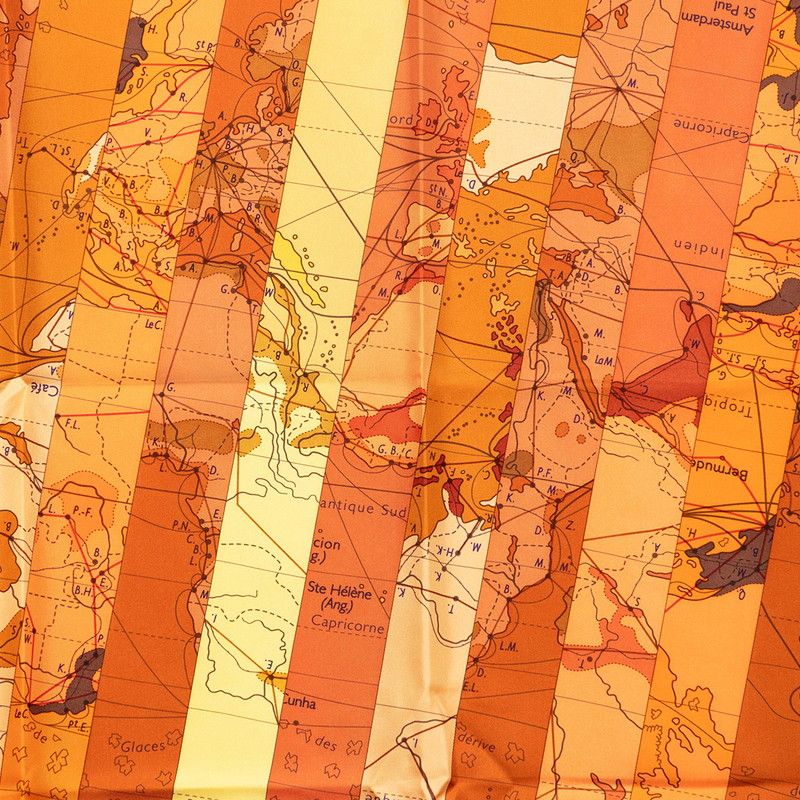 Hermes Carre 90 le Monde Est Vaste World Map Scarf Orange Silk — view 2