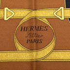 Hermes Carre 90 Eperon D'or Apron Yellow Gold Spurs Scarf Brown Silk — view 3