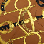 Hermes Carre 90 Eperon D'or Apron Yellow Gold Spurs Scarf Brown Silk — view 5