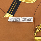 Hermes Carre 90 Eperon D'or Apron Yellow Gold Spurs Scarf Brown Silk — view 7