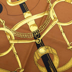 Hermes Carre 90 Eperon D'or Apron Yellow Gold Spurs Scarf Brown Silk — view 6