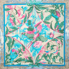 Hermes Carre 65 Tropiques Tropic Scarf Blue Multicolor Silk — view 3