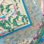 Hermes Carre 65 Tropiques Tropic Scarf Blue Multicolor Silk — view 5