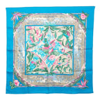 Hermes Carre 65 Tropiques Tropic Scarf Blue Multicolor Silk