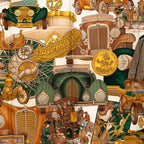 Hermes Carre 90 Automobile Scarf Large Brown Multicolor Silk — view 2