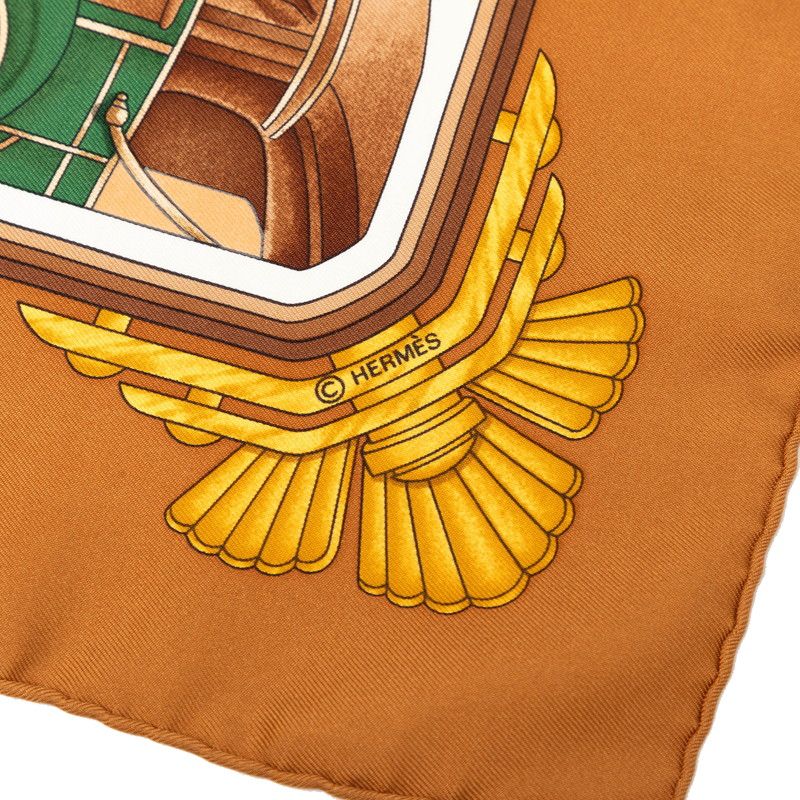 Hermes Carre 90 Automobile Scarf Large Brown Multicolor Silk — view 5