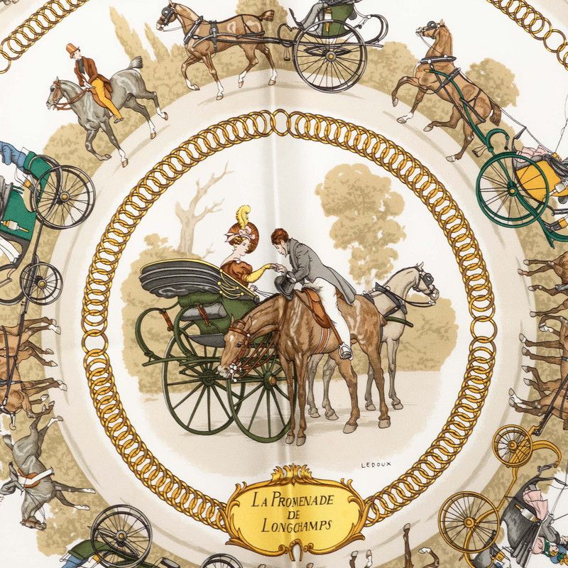 Hermes Carre 90 la Promenade de Longchamps Walk to Scarf Large Blue Multicolor — view 2