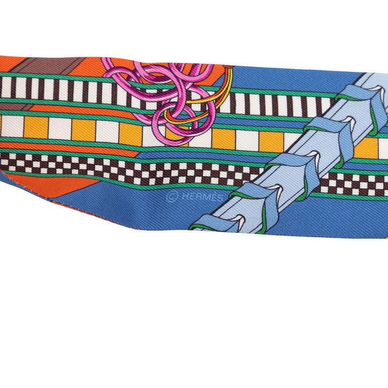 Hermes Twill Brides Et Gray Bridle and Charm Scarf Multicolor Silk — view 2