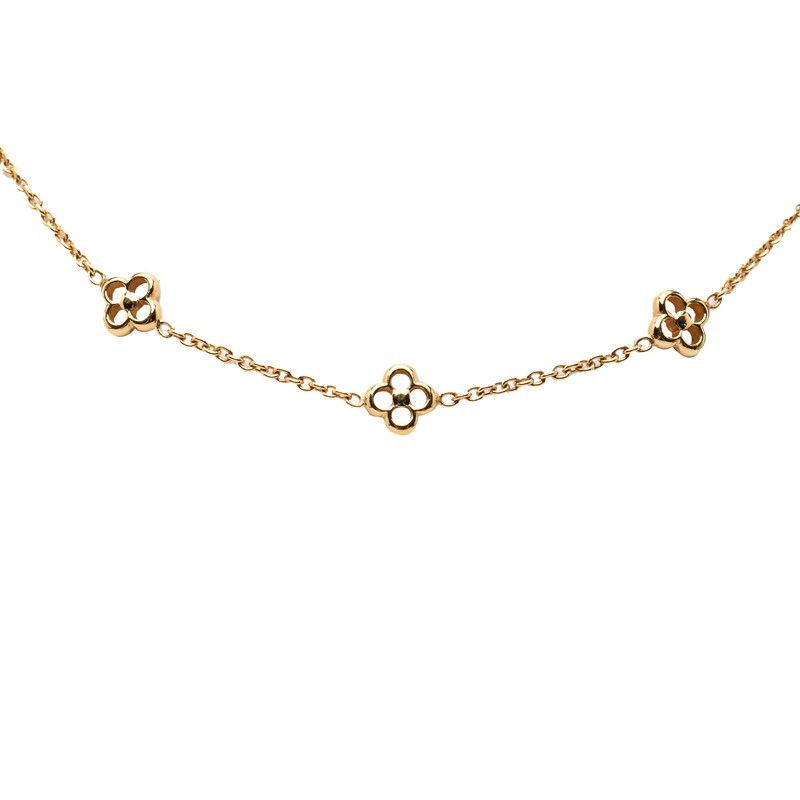 Louis Vuitton Monogram Flower Full Chain Necklace Gold Plated — view 3
