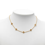 Louis Vuitton Monogram Flower Full Chain Necklace Gold Plated