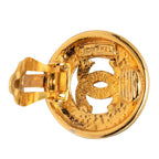 Chanel CC Logo Vintage Round Earrings Gold Plated — view 3