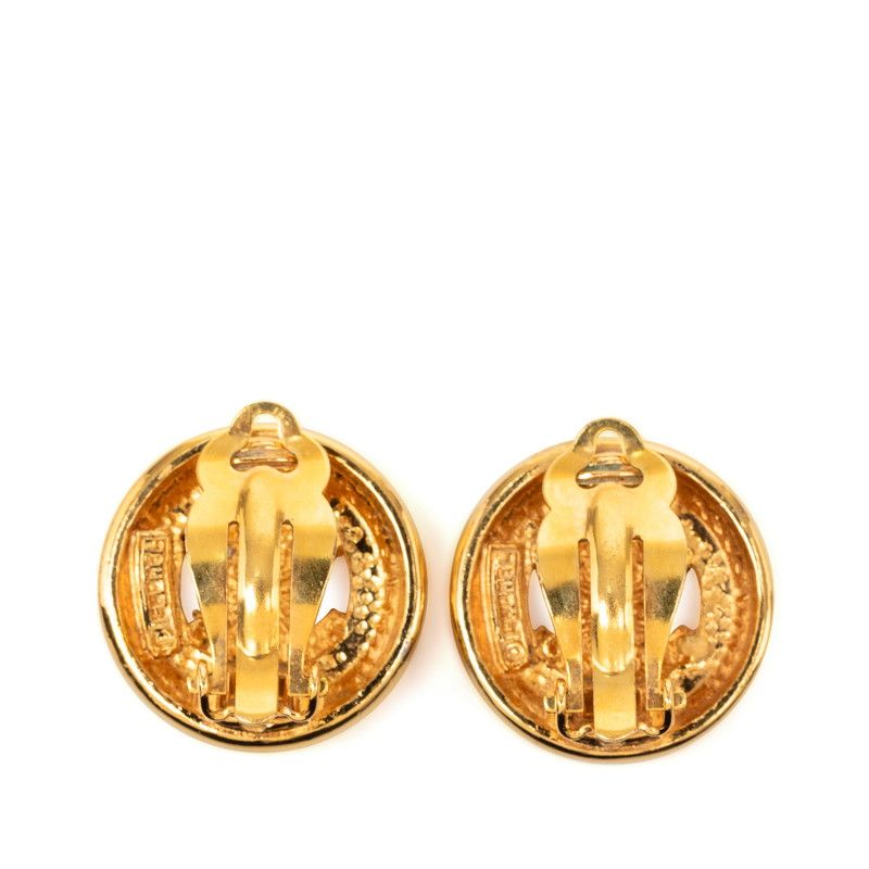 Chanel CC Logo Vintage Round Earrings Gold Plated — view 2