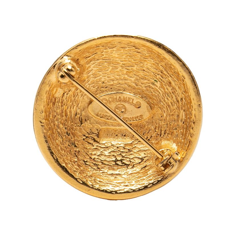 Chanel CC Logo Vintage Round Brooch Gold Plated — view 2
