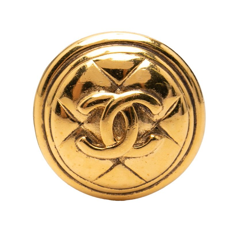Chanel CC Logo Vintage Round Brooch Gold Plated